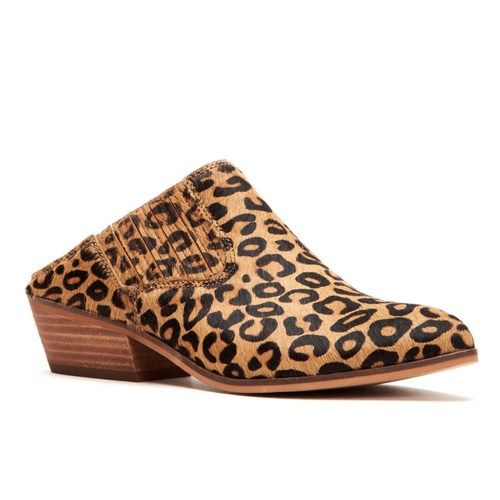 FRYE & CO. Women's Rubie Leopard Print Calf Hair Slip On Mule Ankle Booties Sz 8